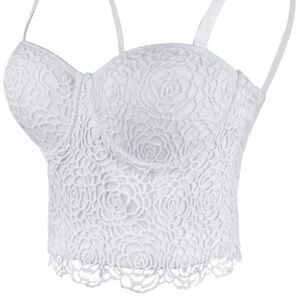 White rose design padded corset top